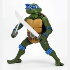 Teenage Mutant Ninja Turtles Leonardo figure in a lunging pose, holding one katana across his body.