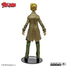 Back view of the Spawn Detective Twitch figure in a rumpled brown trench coat, standing on a black base.