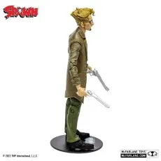 Side profile of the Spawn Twitch figure, dual-wielding silver revolvers, standing on a black base.