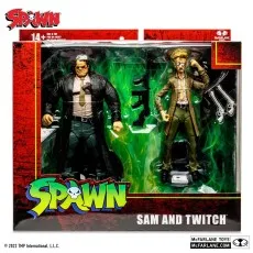Spawn Detective Twitch figure standing on a black base, dual-wielding two silver revolvers.