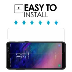 Samsung A8 Plus Screen Protector (2018) UK Oleophobic Coating Case Friendly Tempered Glass- (2 Pack)