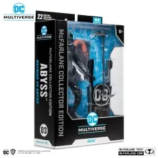 Side of the DC Multiverse Abyss figure box, featuring comic art of Abyss and a kneeling Batman.