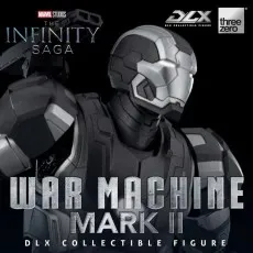 Close-up of the threezero War Machine Mark II DLX Collectible Figure from Marvel's Infinity Saga.