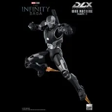 War Machine Mark II DLX Collectible Figure flying with thrust effects, shoulder gun, and both fists clenched.
