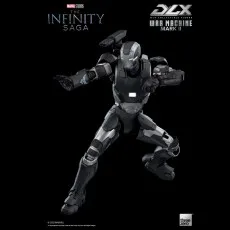 War Machine Mark II DLX Collectible Figure in a dynamic action pose with a raised hand and shoulder gun.