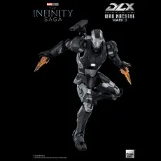 War Machine Mark II DLX figure in a mid-air pose, with orange energy blades extending from his forearms.