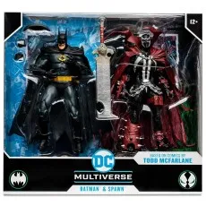Boxed McFarlane Toys DC Multiverse Batman & Spawn 2-pack action figures with the large sword accessory.