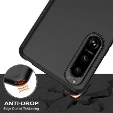 Black phone case with Anti-Drop Edge Corner Thickening graphic, showing impact protection.