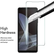 Screen protector demonstrating High Hardness by resisting a utility knife cut on a smartphone screen.