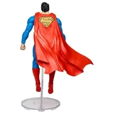 Back view of the Superman action figure flying, showing the 'S' shield on his flowing red cape.