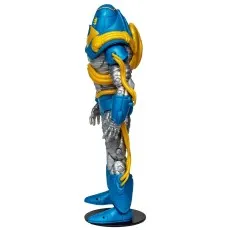 Anti-Monitor figure in blue and silver with yellow tubes, viewed from the side against a white background.