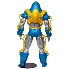 Rear view of the Anti-Monitor action figure showing silver torsolegs, blue armor, and yellow energy tubing.