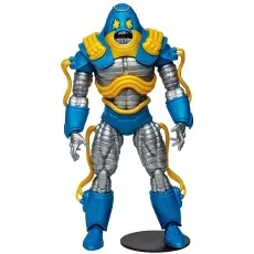 Toy figure of the Anti-Monitor standing posed, showing the blue helmet with yellow eyes and chest harness.