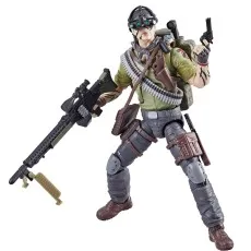 G.I. Joe Classified Long Range Desert Patrol figure holding a large rifle and a pistol, fully equipped with gear.