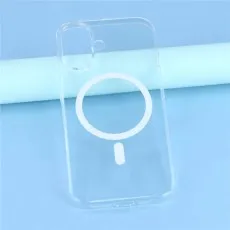 Side-view of a transparent protective cover designed for a dual-camera phone, highlighting button covers.