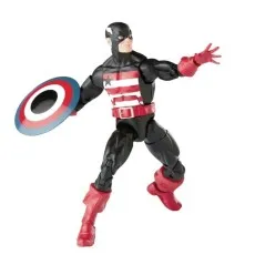 U.S. Agent action figure in a dynamic pose, holding a shield and wearing a black and red uniform.