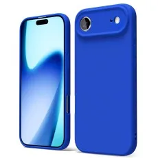 iphone 17 air Two views of a bluecover, one showing the screen access, the other the camera housing.