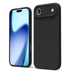 iphone 17 air Two views of a black cover, one showing the screen access, the other the camera housing..