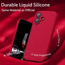 Red durable liquid silicone phone case, same as official material, featuring silky touch and anti-fingerprint. 111