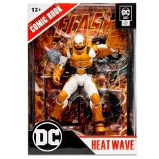 Packaged DC Page Punchers Heat Wave action figure with The Flash Comic Book, orange and white armor.