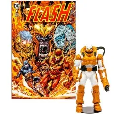 DC Multiverse Heat Wave figure displayed next to The Flash comic book cover featuring Wally West and villains.