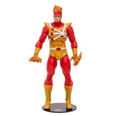 DC Firestorm action figure on a black display base, hands sculpted like small flames.