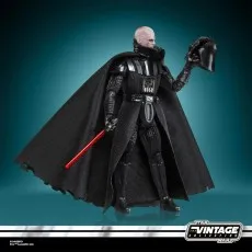 Vintage Collection Darth Vader figure with unmasked Anakin head holding his helmet and red lightsaber.