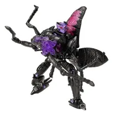 Transformers Antagony robot in black and purple with insect legs and a large pink-textured back..