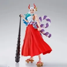 Yamato figure from One Piece in a dynamic stance, leaning on her large black spiked club.