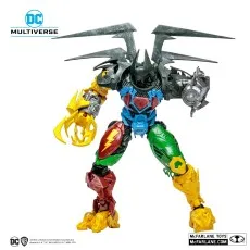 Front view of a colorful, monstrous DC Multiverse action figure with a Batman-like head, large claws, and metallic wings.