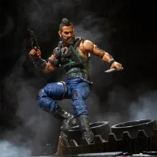 G.I. Joe Dreadnok Ripper figure leaping in a smoky scene, dual-wielding a pistol and a knife.