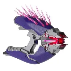 Nerf LMTD Halo Needler blasters in purple and gray with pink crystal darts on white.