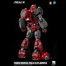 Rear angled view of the ThreeZero MDLX Transformers Cliffjumper robot figure.