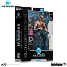 Angled view of the boxed DC Multiverse Hawkman Zero Hour Collector Edition action figure.