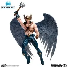 DC Multiverse Hawkman action figure with large gray wings, holding a mace mid-flight pose.