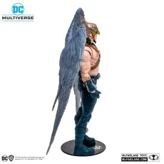 Side profile of the DC Multiverse Hawkman action figure showing the length and detail of the wing..