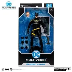 DC Multiverse Jim Gordon as Batman figure packaged in its window box, showing accessories.