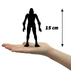 Silhouette of an action figure standing in a person's palm, labeled to show its height of 15 cm.