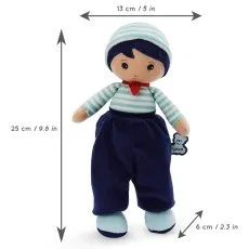 Kaloo boy doll with measurements 25 cm (9.8 in) tall, 13 cm wide.