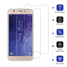 Screen Protector For Samsung J7 2018 Tempered Glass 2.5D 9H Hardness Crystal Clear - (2 Pack)