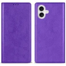 Purple faux leather flip phone case shown closed and open.