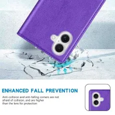 purple phone case corner hitting cracked ground, demonstrating fall protection.