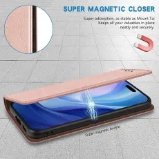 Close-up of a rose phone case showing the magnetic buckle and closure strength