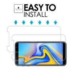 Samsung J6 Plus Screen Protector 2.5D Tempered Glass 9H Hardness, High Transparency, Dust-Free - (2 Pack)