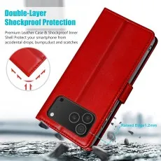 Red iPhone 17 Pro case demonstrating Double-Layer Shockproof Protection.