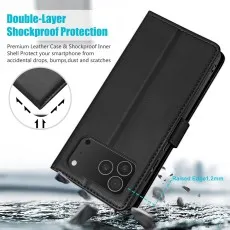 Black iPhone 17 Pro case demonstrating Double-Layer Shockproof Protection