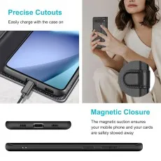 iPhone 17 pro case showing precise cutouts, charging port, and magnetic closure.