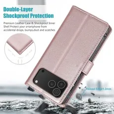 Rose iPhone 17 Pro case demonstrating Double-Layer Shockproof Protection.