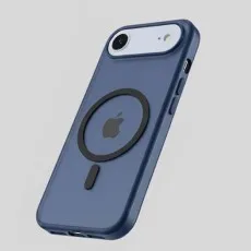 High-quality, blue translucent MagSafe case for the iPhone 17 Air.