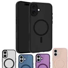 mulri-colored translucent iPhone 17 case with a large cutout and MagSafe ring.